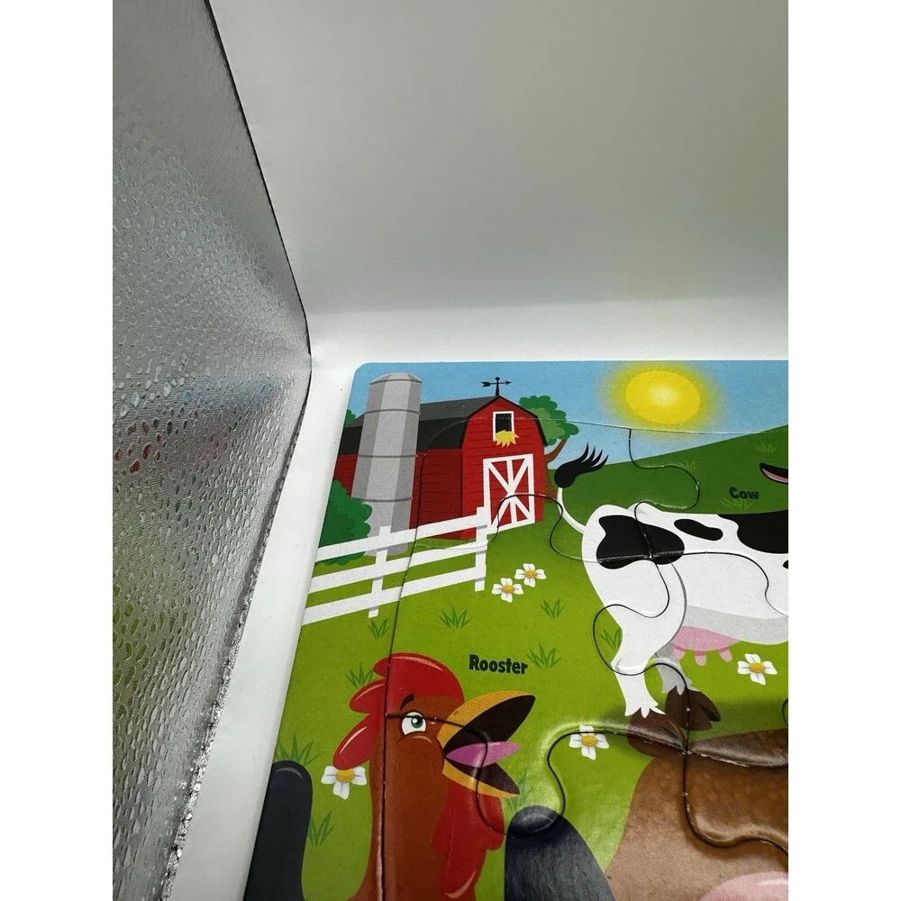 PlayMonster Farm Animals 25 Piece Wooden Frame Tray Puzzle Complete No Box